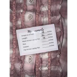 Anthropologie Odille Mauve Plaid Ruffle Button Down Tunic Roll Tab Sleeve Size 6 thumbnail 8