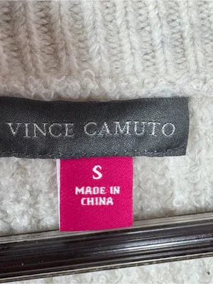 Vince Camuto Oversized V Neck Sleeveless Sweater Vest Beige Small Heritage thumbnail 9