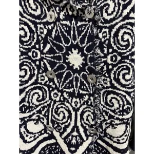 Free People Mandella‎ Intarsia Cardigan Knit Jacket Black/White Women's Size Lg thumbnail 9