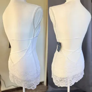 Frederick's of Hollywood Seduction Lace Halter Chemise Women Medium White NWT thumbnail 3