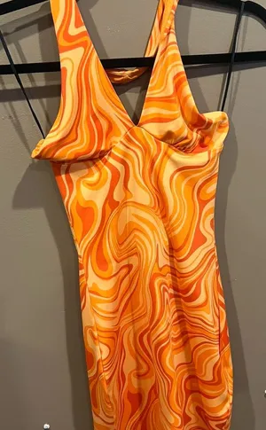 H&M Orange Swirl Mini Dress thumbnail 1