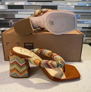 NWT  Colorful Thong Block Heel thumbnail 1