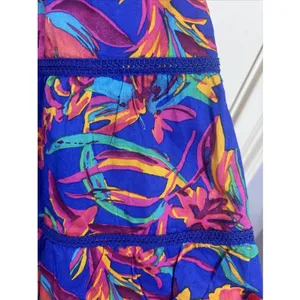 NWT J. Crew Tropical Floral Smocked Tiered Mini‎ Skirt Crochet Trim Boho Medium thumbnail 5