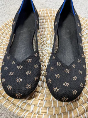 Rothy’s Women’s The Flat Shoes Comfort Knit in Black/metallic Daisy Sparkle 10.5 thumbnail 3