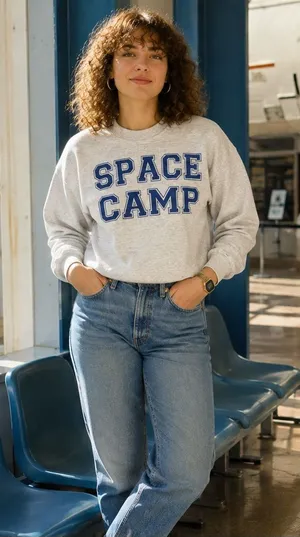 Vintage Space Camp Gray Crewneck Sweatshirt Retro NASA Alabama M thumbnail 1
