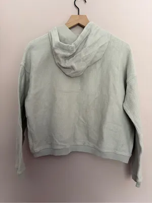 Aerie New Love Corded Hoodie Sage Small thumbnail 4