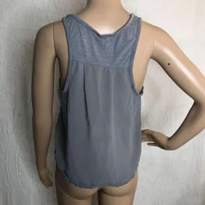 American Eagle Gray Cropped Mesh Tank Top thumbnail 3