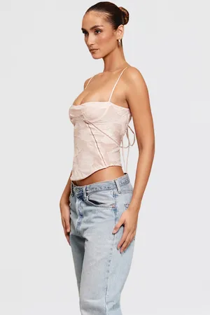 House of CB Lisette Pink Floral Lace Corset Style Camisole Top thumbnail 3