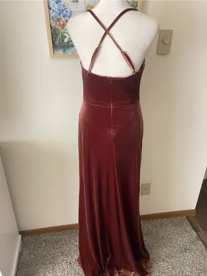 Revelry Billie Velvet Leg Slit Maxi Dress in Terracotta Rust Size US 4 thumbnail 6