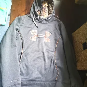 Under armor women's gray hoodie with camo details size medium thumbnail 1