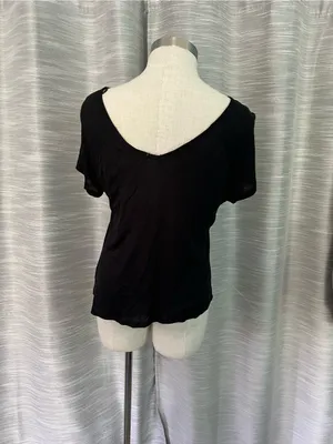 Pink Rose Black Short Sleeve Tie-Front Top thumbnail 3