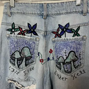 GARAGE baggy barrel jeans size‎ 26 customized distressed thumbnail 7