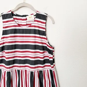 [Anthropologie] Maeve Red Gray Striped Wide Leg Sleeveless Jumpsuit Cotton Sz XL thumbnail 7