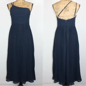 LULUS Prom Wedding Special Event Sexy One Shoulder Flowy Navy Midi Dress NWOT thumbnail 4