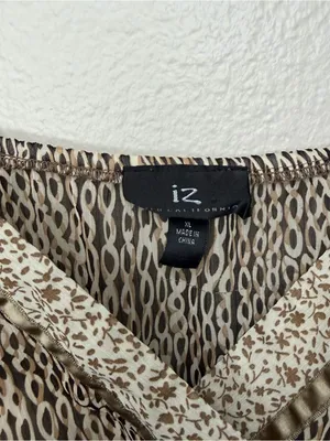 Y2K IZ Byer California Empire Waist Boho Tank Blouse Brown Tagged XL Fits Small thumbnail 3