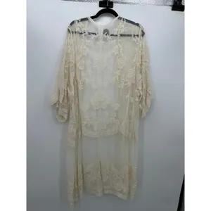 Cream‎ Lace Boho Long Duster Cardigan Sz 2X-3X Festival Indie Hippie Sheer thumbnail 4