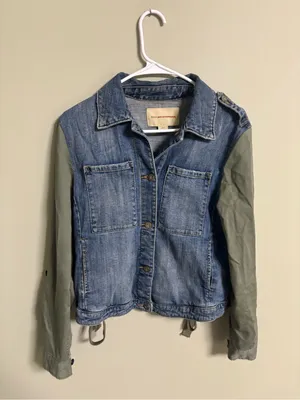 Pilcro Anthropologie Denim Military Jean Jacket Size Small Boho Layering Casual thumbnail 2