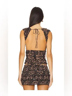 Lioness Match Point Mini Skort and Uno Tie Top Set in Leopard S / M thumbnail 2