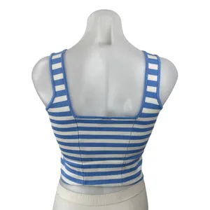 Abercrombie & Fitch Blue White Striped Sleeveless Cami Tank Crop Top Size S thumbnail 4
