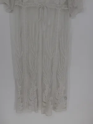 Cupshe Ivory Floral Lace Boho Kimono Maxi Swim Cover Up Long Sheer Mesh Medium thumbnail 5