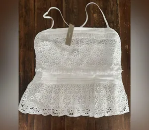 NEW! J.Crew Jessie Eyelet Peplum Top in White thumbnail 2