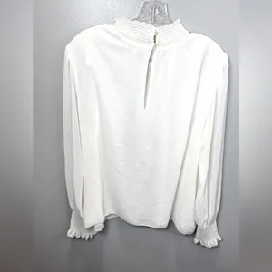 Aritzia Wilfred Women's Valencia Mock Neck‎ Blouse Top Light Birch Size Large thumbnail 3