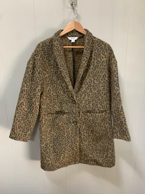 Old Navy Leopard Print Wool Coatigan Coat Jacket Medium thumbnail 3