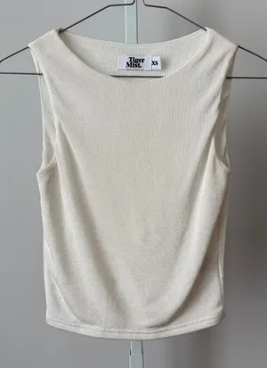 Tiger Mist XS‎ White Sleeveless Ribbed Tank Top Crew Neck Minimalist Y2k thumbnail 1