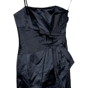 Max and Cleo Pleated‎ Bow Sateen Sheath Cocktail Dress Black Chic Size 6 thumbnail 3