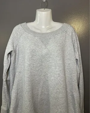 Aerie Sweatshirt Womens XL Gray Boat Neck Longline Fleece Pullover Tunic Lounge thumbnail 1