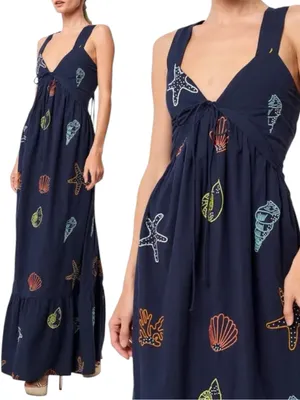 Nordstrom CIEBON Trina Embellished Cotton Maxi Dress Medium New With Tags thumbnail 2