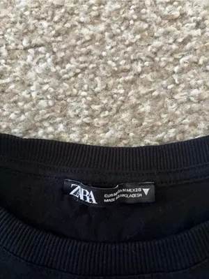 Zara Black Ribbed Crewneck Tee thumbnail 2
