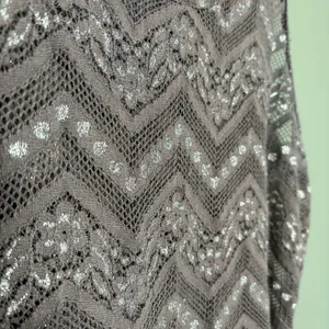 BKE Women's Y2K Gray & Silver Lace & Metallic Tank Top - Size Large - Chevron thumbnail 4