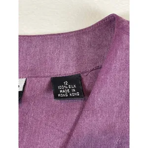 Linda Allard Ellen Tracy Purple Silk Sleeveless Button Down Collared Size 12 thumbnail 4