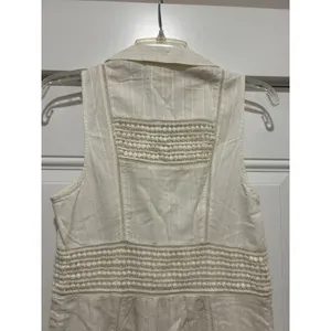 Anthropologie Maeve 4 Ivory Eyelet Fit Flare Dress Button Casual Beach Preppy thumbnail 6