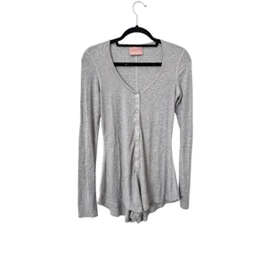 STILLWATER Ribbed Henley Romper Light Gray‎ Small Gray thumbnail 3