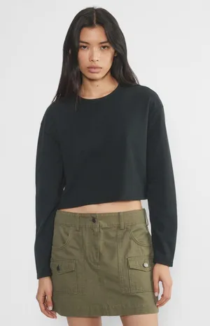 long sleeve knit  cropped sweater thumbnail 2