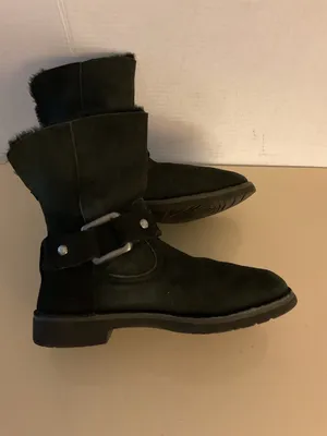 UGG women Black Suede Short biker classic Ankle Boots size 5.5 thumbnail 8