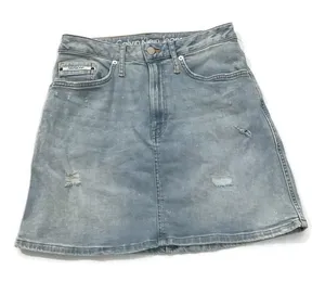 Calvin Klein Distressed Jean Mini Skirt thumbnail 1