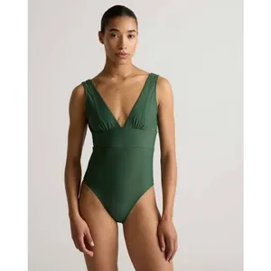 QUINCE Italian Plunge One Piece Swimsuit MINIMALIST NWT Palm Green Size Medium M thumbnail 3