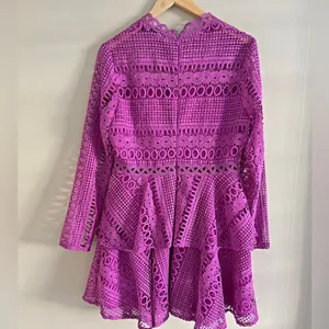 NWT Endless Rose Fuchsia Crochet Lace Peplum Mini Dress Large L Wedding Guest thumbnail 8