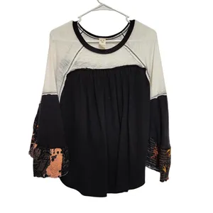 We The Free People Kimono Sleeves Colorblock Pullover Casual Blouse Top Medium thumbnail 2