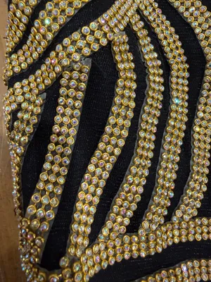 JVN by Jovani Prom Black and Gold Halter Maxi Formal Event Dress Women's US 14 thumbnail 6