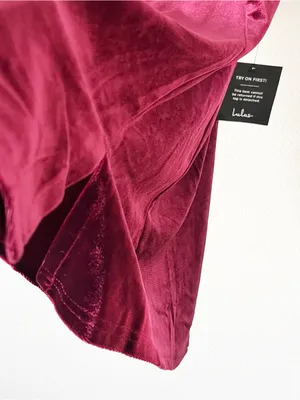 Lulu’s Charmed Appeal Burgundy Velvet Satin Bow Mini Dress thumbnail 7