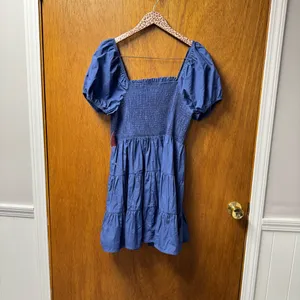 NEW Arula Laine Babydoll Dress Short Puff Sleeve Mini Denim Blue Amazing 1X thumbnail 13