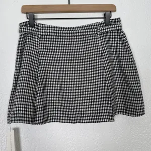 Reformation Rory Gingham Linen Pleated Mini Skirt Black/ White Size 6 NWT thumbnail 3