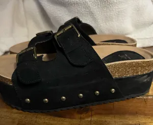 JustFab Black Platform Shoes with Buckle Straps thumbnail 1