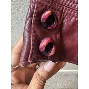 Vtg‎ Etienne Aigner Leather retro Jacket Sz 14 Burgundy Belted Button Front thumbnail 4