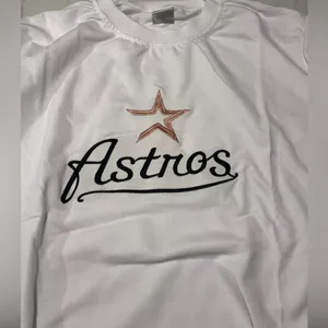 Houston Astros White Lightweight Baseball Sweater Mens Small BNWT MLB Tee thumbnail 5