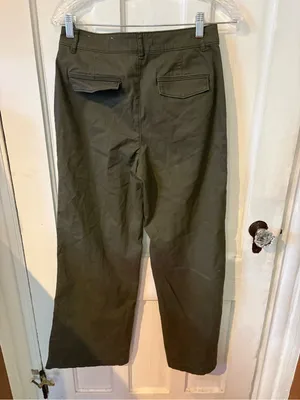 LOFT Women Wide-Leg Chinos in Olive Green thumbnail 5